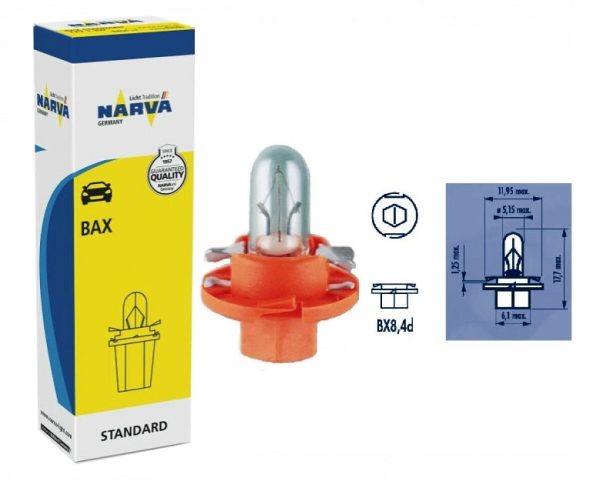 Prietaisų skydelio apšvietimo lemputė NARVA 17046, 12V, 1.1W, BX8,4d - oranžinė (1vnt)