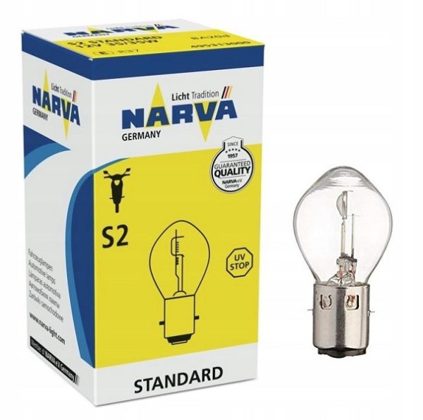 S2 Narva 49531 Moto lemputė 12V, 35/35W, BA20d Motociklams, motoroleriams (1vnt)
