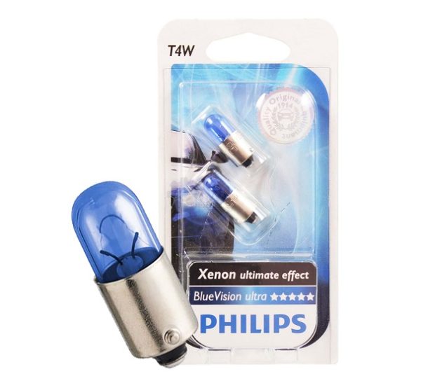 Philips 12929BVB2 lempučių komplektas 12V, T4W, BA9s BlueVision (2vnt)