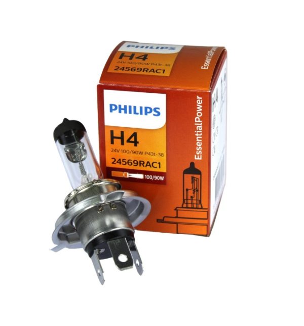 PHILIPS 24569RAC1 lemputė H4, 24V, 100/90W, Rally P43t - (2vnt)