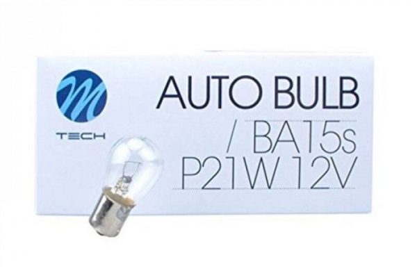 Skaidri halogeninė lemputė 12V, 21W, S25, P21W, M-Tech BA15s  – (2vnt)