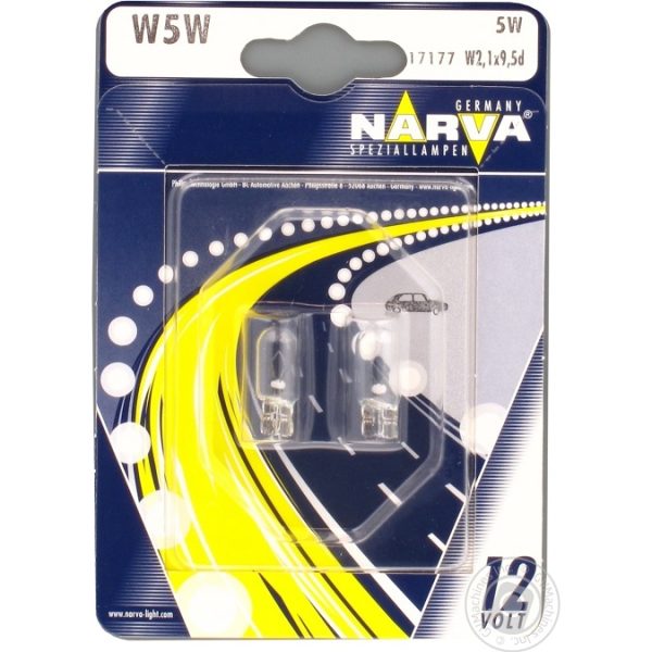 Narva 17177/2B lempučių komplektas 12V, W5W, W2,1x9,5d, T10 (2vnt)