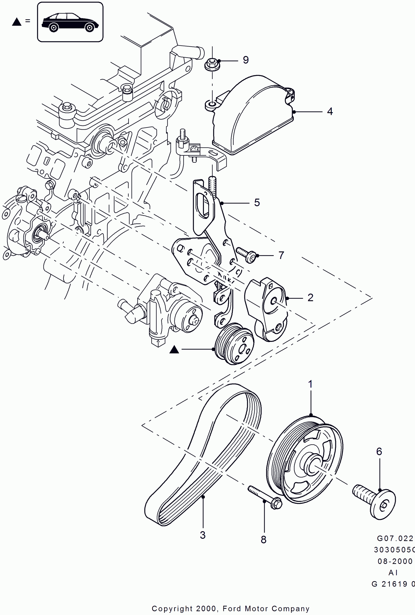 Įtempiklio skriemulys, V formos rumbuotas diržas DEXWAL 03-289 Ford, Jaguar - Image 2