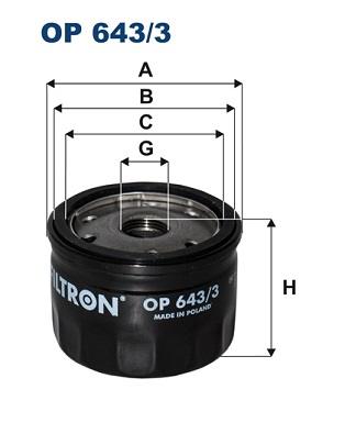 Tepalo filtras Filtron OP643/3 - Aixam, Alfa Romeo, Dacia, Jeep, Lancia, Ligier, Microcar, Mitsubishi, Nissan, Opel, Piaggio, Renault, Suzuki - Image 2