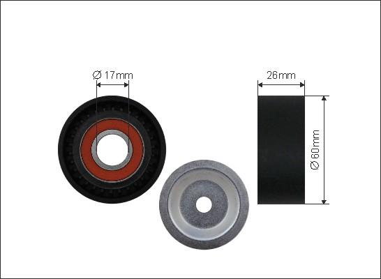 Įtempiklio skriemulys, V formos rumbuotas diržas Caffaro 03-94 / Citroen Berlingo, Nemo, Xsara, Fiat Fiorino, Qubo, Ford Transit, Peugeot 206, Bipper, Partner, Volvo V40 - Image 2